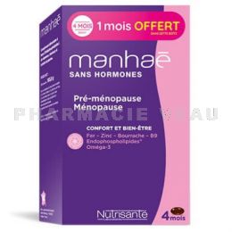 Manhaé Ménopause cure de 4 mois PROMO sans hormone, sans soja Boîte de 120 capsules
