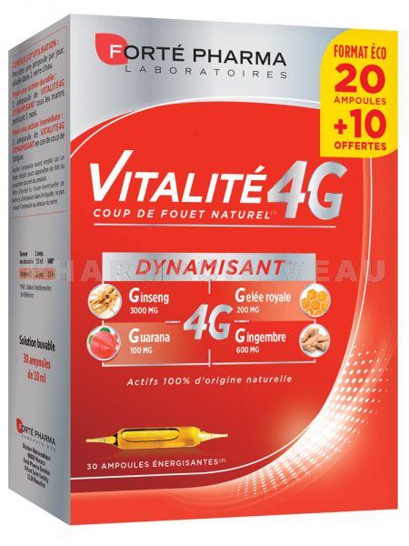 VITALITE 4G  30 ampoules Forté Pharma - PROMO 20 + 10 ampoules offertes
