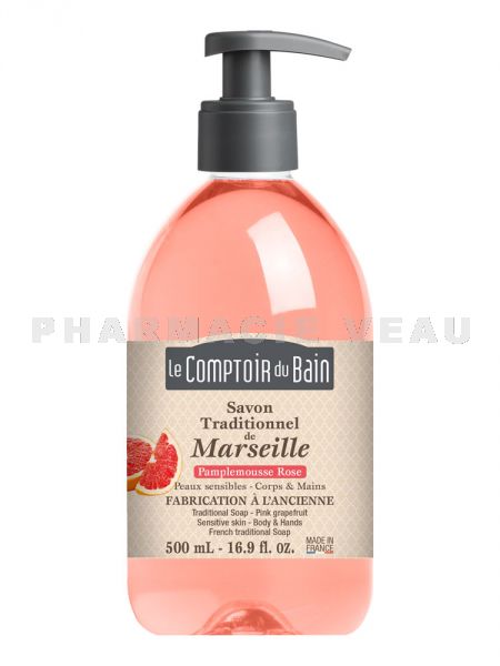 LE COMPTOIR DU BAIN Savon liquide de Marseille Pamplemousse Rose (500ml)