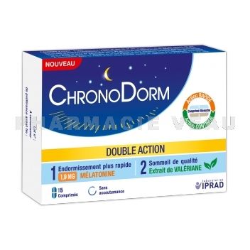 CHRONODORM DOUBLE ACTION Mélatonine et plantes 1.9 mg (15 comprimés)