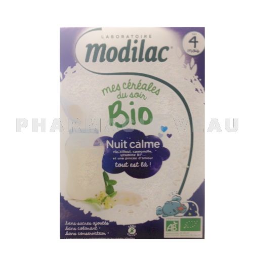 MODILAC Céréales du soir BIO NUIT CALME + 4mois (250g) Pharmacie VEAU en  ligne