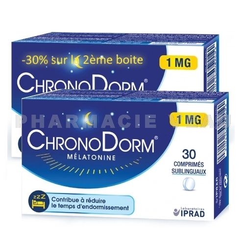 CHRONODORM Mélatonine 1 mg (lot de 2 X 30 comprimés) PROMO