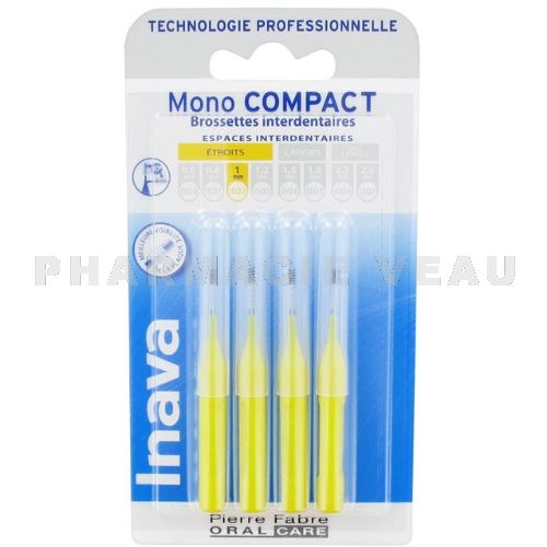 INAVA 4 Brossettes interdentaires Mono Compact 1mm ISO2 JAUNE