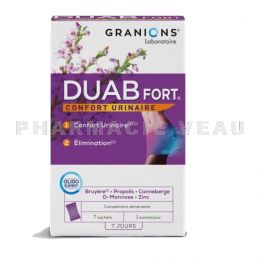 DUAB FORT Confort urinaire Cystite 7 sachets / 7 jours Propolis, Cranberry et Zinc
