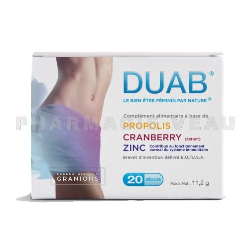 DUAB Confort urinaire Cystite (20 gélules) Propolis, Cranberry et Zinc