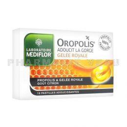 OROPOLIS Pastilles gorge Propolis & Gelée Royale Gout Citron 16 pastilles MEDIFLOR 