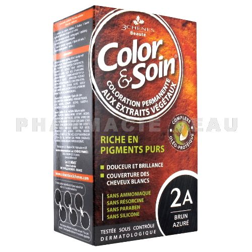 COLOR et SOIN Coloration Permanente BRUN AZURE - 2A
