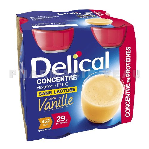 DELICAL Boisson Concentré Protéines Sans Lactose VANILLE (4 x 200ml)