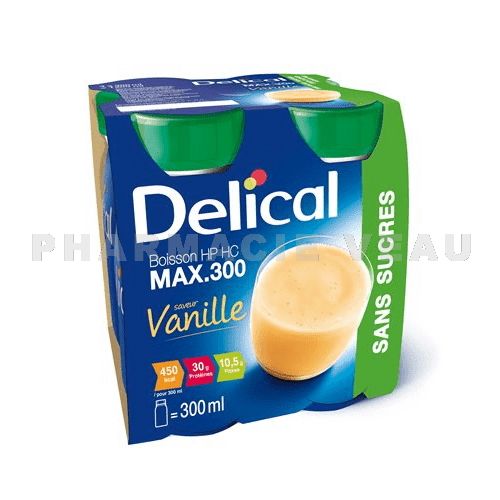 DELICAL Boisson Edulcorée MAX 300 Sans sucres VANILLE (4 x 300ml)