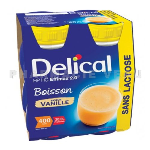 DELICAL Boisson Effimax 2.0 Sans Lactose VANILLE (4 x 200ml)