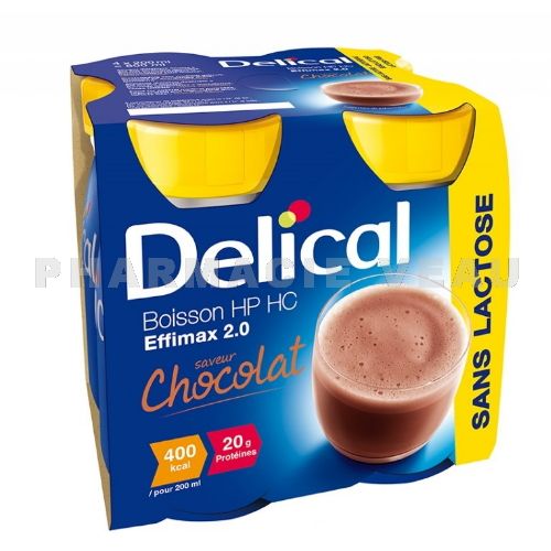 DELICAL Boisson Effimax 2.0 Sans Lactose CHOCOLAT (4 x 200ml)