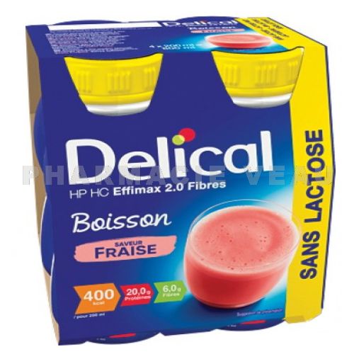 DELICAL Boisson Effimax 2.0 Sans Lactose FRAISE (4 x 200ml)