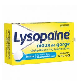 LYSOPAINE Maux de Gorge 36 comprimé à sucer sans sucre