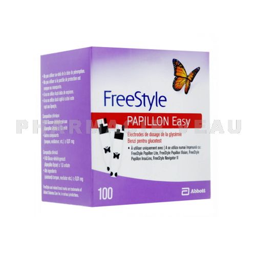 FREESTYLE PAPILLON EASY 100 électrodes dosage glycémie (Abbott Diabétologie)