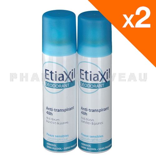 ETIAXIL Déodorant Anti transpirant 48H Peaux Sensibles (LOT 2x150 ml)