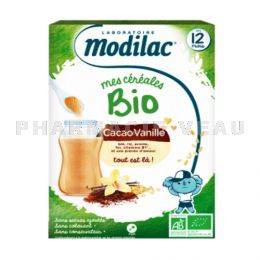 MODILAC Céréales BIO +12 mois Cacao Vanille 250g