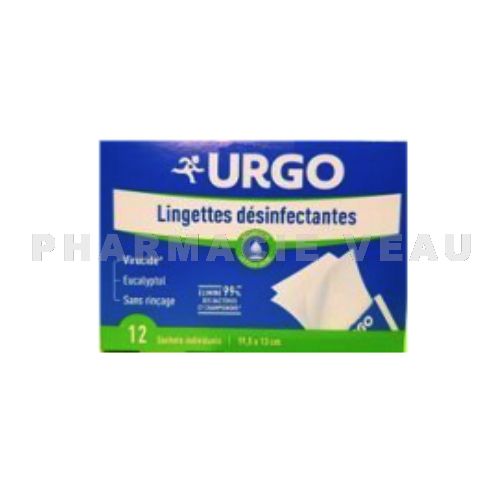 URGO lingettes Désinfectantes Peau & Surfaces 12 sachets individuels