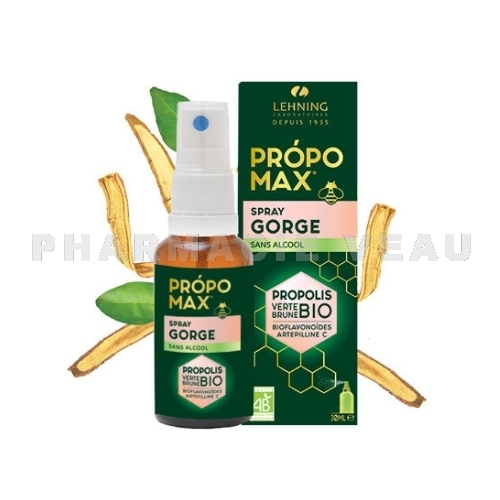 PROPOMAX Spray Gorge Sans Alcool Extrait Propolis Bio 30 ml Lehning