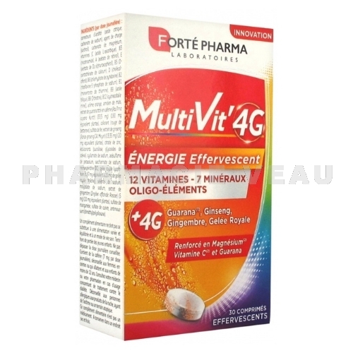 MULTIVIT 4G Énergie Effervescent 30 comprimés Forte Pharma