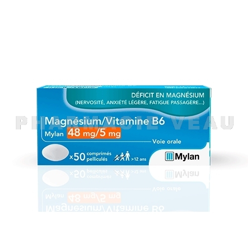 MAGNESIUM 48mg / VITAMINE B6 5mg  MYLAN 50 comprimés