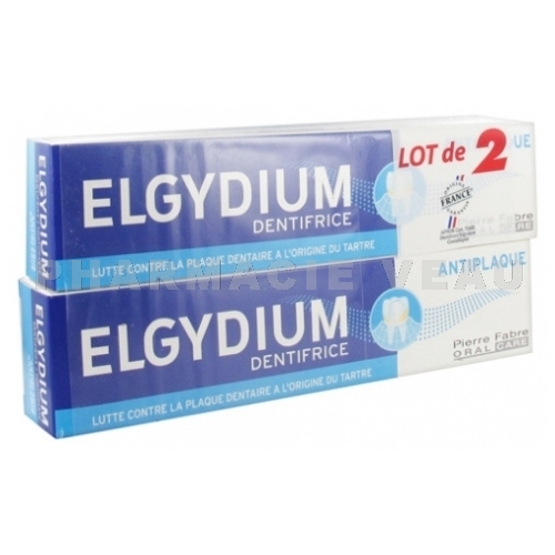 ELGYDIUM Anti-plaque Pâte Dentifrice (LOT de 2 tubes x 75ml)