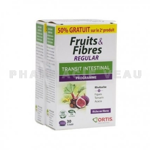 ORTIS FRUITS ET FIBRES REGULAR Transit intestinal 2x30 comprimés