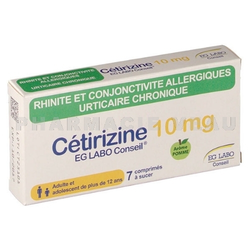 CETIRIZINE 10 mg 7 comprimés EG Labo [générique de ZYRTEC]