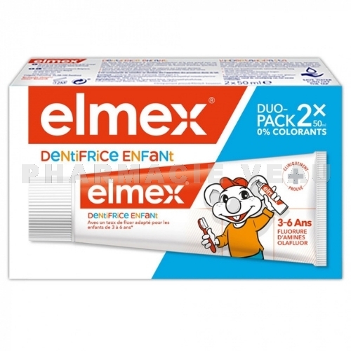 ELMEX Dentifrice enfant 3-6 ans 2x50 ml