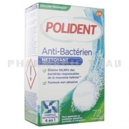 POLIDENT Anti-bactérien 4en1 Nettoyant pour prothèses dentaires 72 comprimés