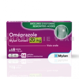 Oméprazole 20 mg Brûlures d'estomac 7 gélules Mylan