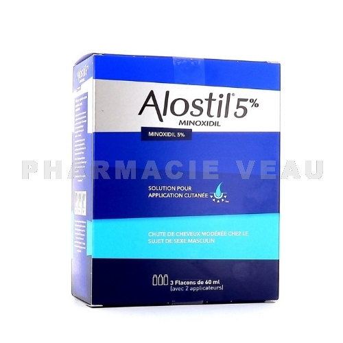 Alostil 5% Solution Coffret 3 flacons MINOXIDIL Alopécie