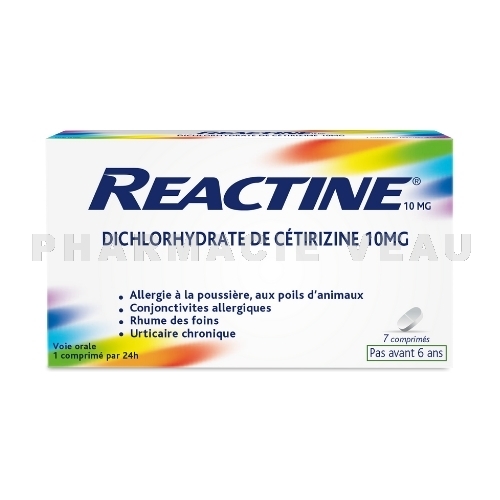 Reactine Dichlorhydrate de Cétirizine 10 mg (7 comprimés)