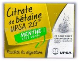CITRATE DE BETAINE Menthe Upsa 20 comprimés effervescents