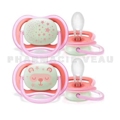 AVENT Sucettes 6-18 mois Ultra Air Night x2