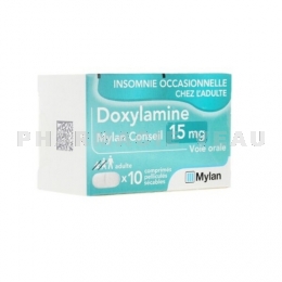 Doxylamine Mylan 15mg boîte de 10 comprimés pelliculés générique de DONORMYL