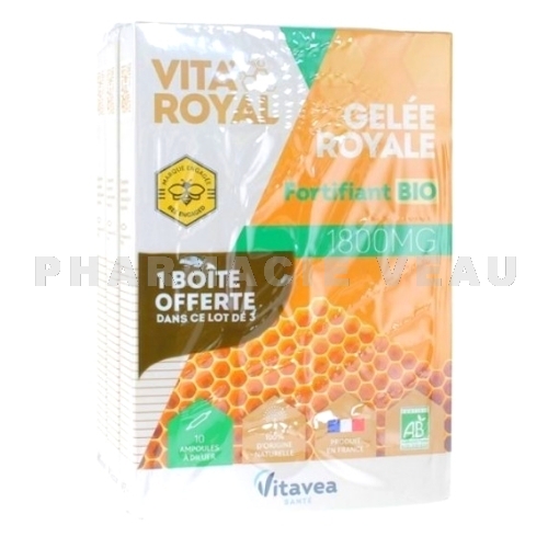 Vita'Royal Gelée Royale 1800 mg Fortifiant Bio 3x10 ampoules