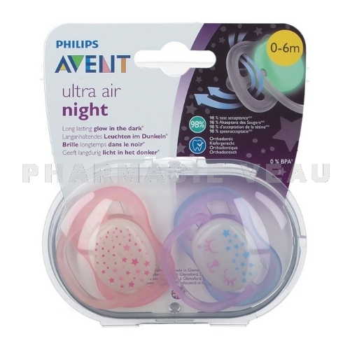 AVENT Sucettes 0-6 mois Ultra Air Night x2