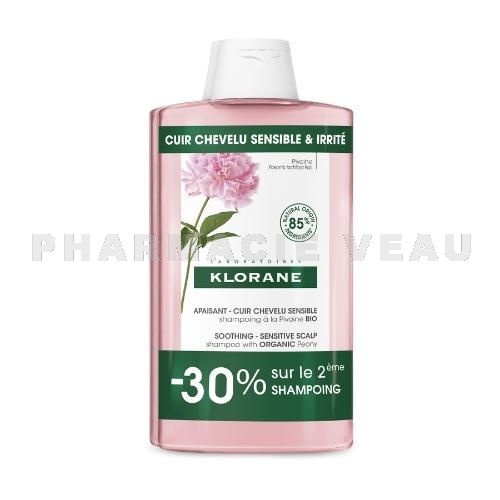 KLORANE PIVOINE Shampooing Apaisant et Anti-Irritant Lot 2 x 400 ml PROMO