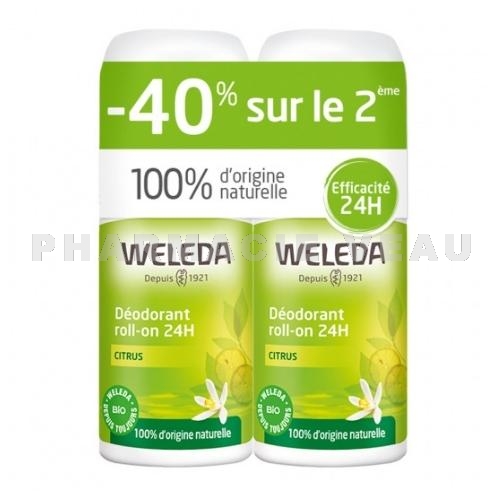 WELEDA Déodorant Roll-On 24H Citrus Bio 2x50 ml