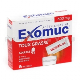EXOMUC 600MG Acétylcystéine Toux Grasse Adultes 8 sachets