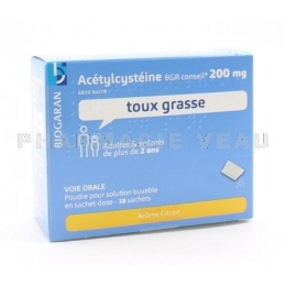 Biogaran Acétylcystéine 200 mg Toux Grasse 18 sachets