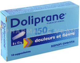 DOLIPRANE 150mg boîte 10 suppositoires 8-12 kg