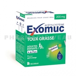 Exomuc Toux Grasse Acétylcystéine 200 mg 15 sachets