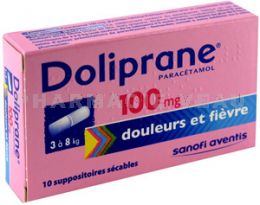 DOLIPRANE 100mg 10 suppositoires 3 à 8 kg