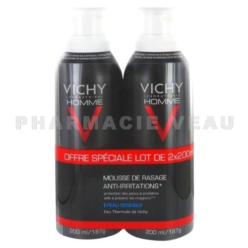 VICHY - Homme Mousse de Rasage Anti-irritations 2x200 ml