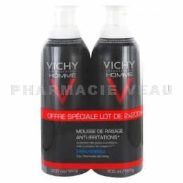 Vichy Homme Mousse de Rasage Anti-irritations 2x200 ml