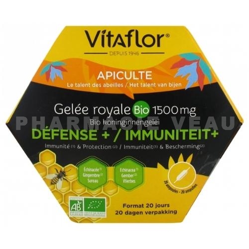 Vitaflor Défense+ Gelée Royale 1500mg Bio 20 ampoules