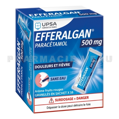 Efferalgan 500 mg Paracétamol Granulés Fruits Rouges 16 sticks