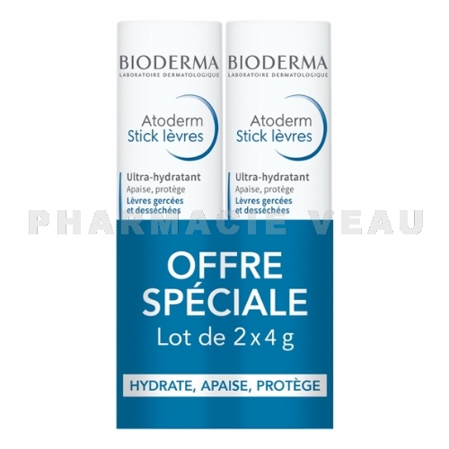 BIODERMA - Atoderm Stick lèvres hydratant Lot de 2 sticks de 4 grammes