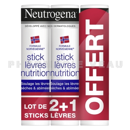 NEUTROGENA - Stick Lèvres Nutrition Lot 3x4,8 g dont 1 Offert